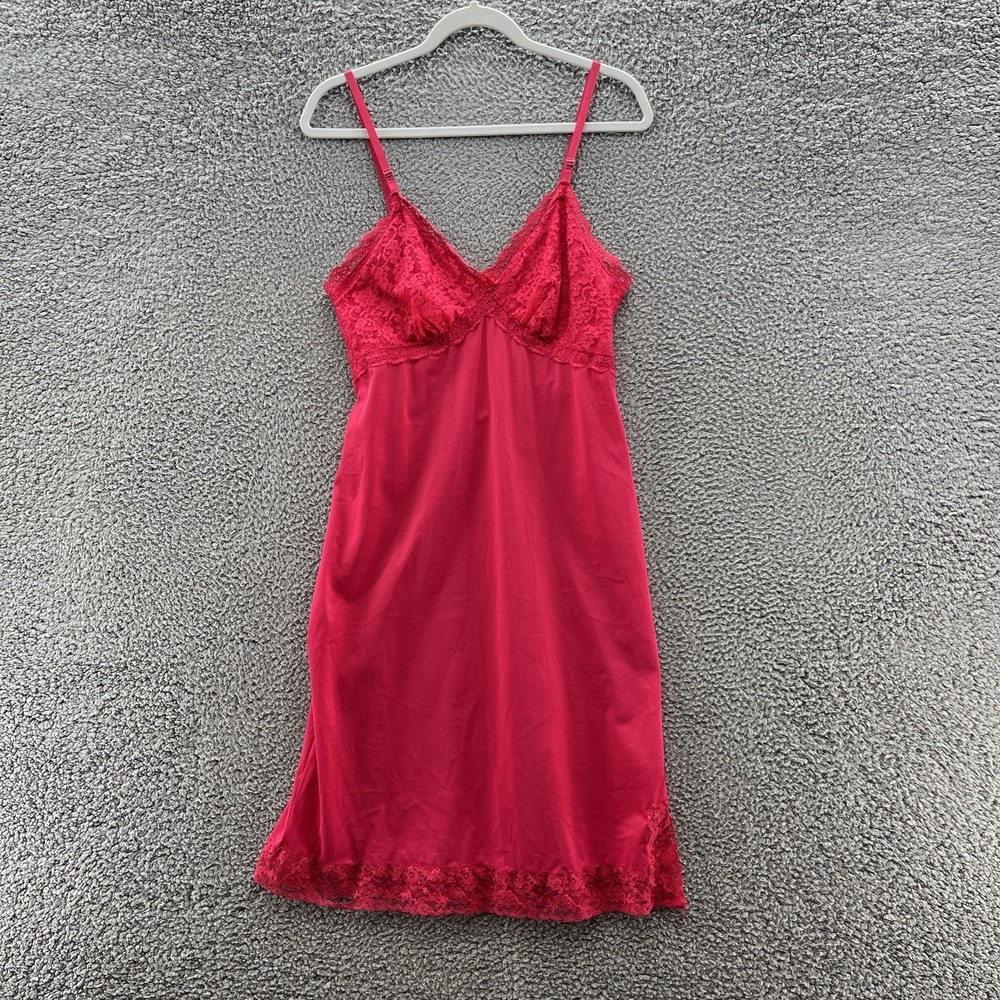 VTG Rogers Slip Women Small Pink Nylon Satin Nightgown Retro Cat On Hot Tin Roof